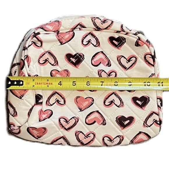 NEW QUILTED BAG PURSE SET White with Pink Hearts WOMAN WITHIN 2 Piece Set 0958A - Picture 13 of 14